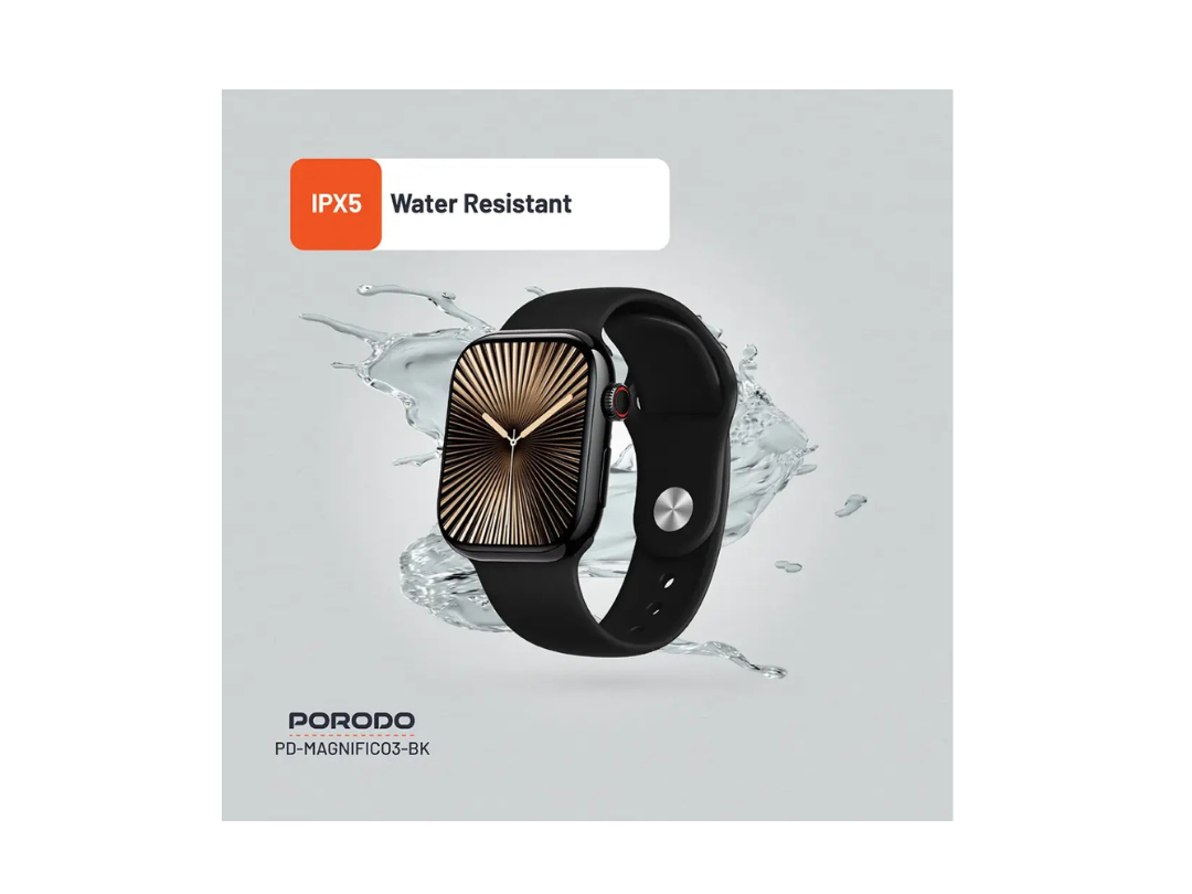 Porodo Magnifico 3 Smart Watch - Black | Bluetooth & Fitness Tracking Porodo Magnifico 3 Smart Watch - Black | Bluetooth & Fitness Tracking